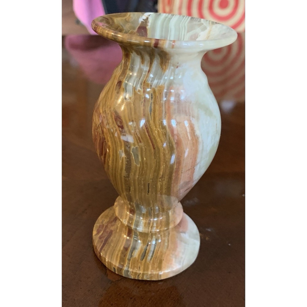 Two Co. Carved Marble Onyx‎ 4" Bud Vase • Stone Vase